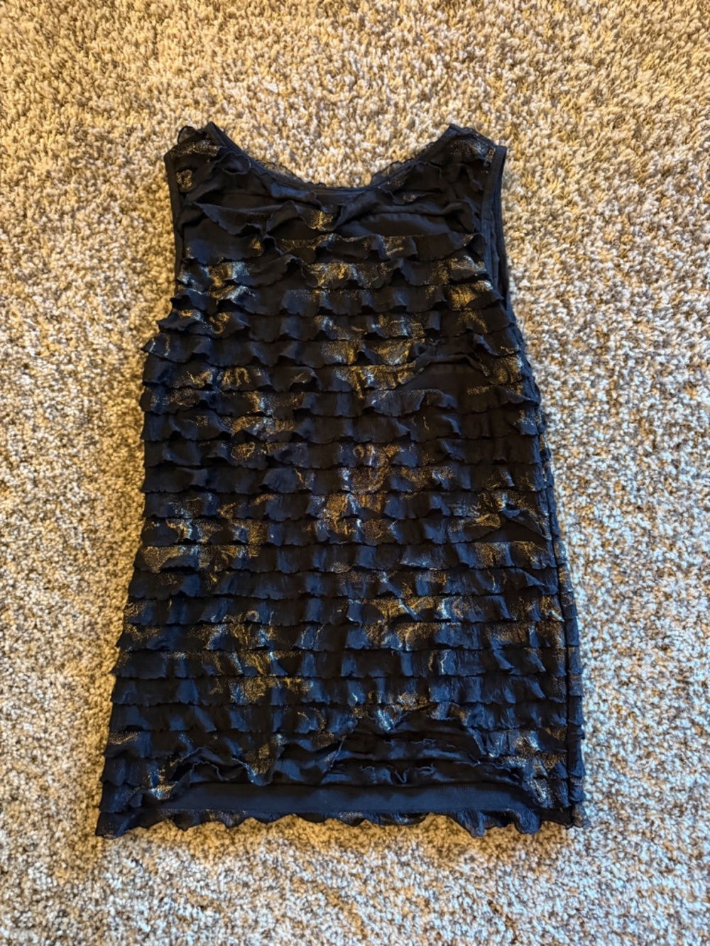 Karen Kane Gold & Black Ruffle Shirt